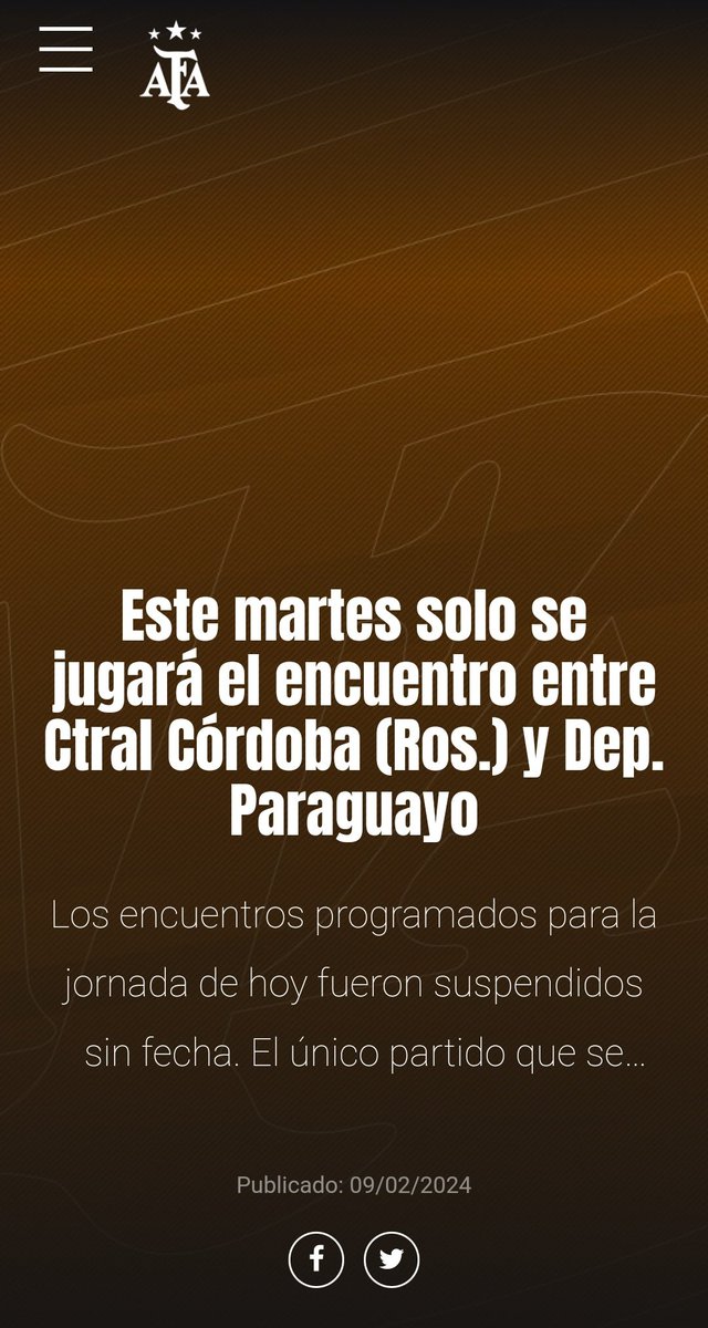 CristinoPato's tweet photo. Último momento. Comunicado AFA. Suspendido por condiciones climáticas  Puerto Nuevo vs Real Pilar. https://t.co/CkKPGdvNIO