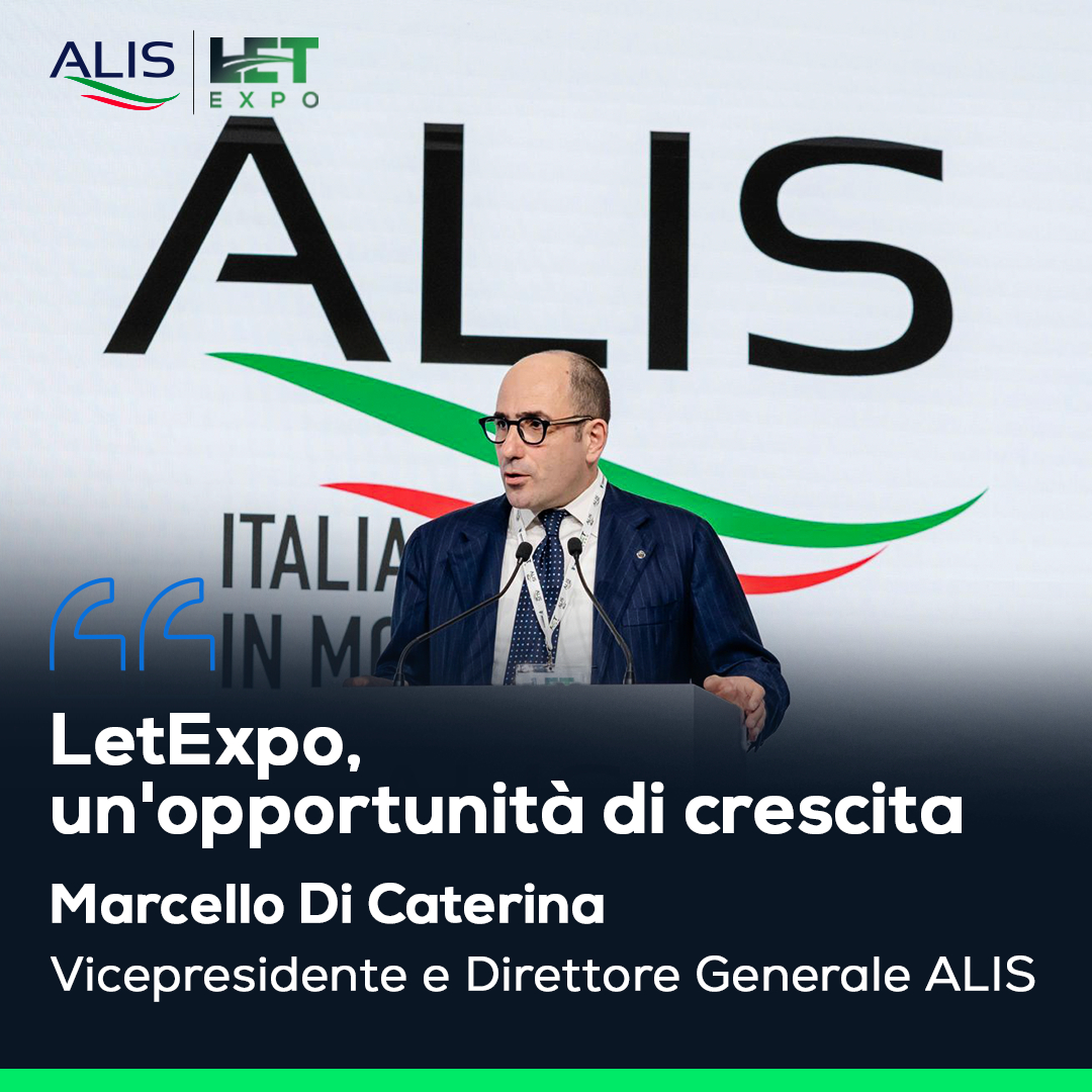 Alla terza edizione di LetExpo, organizzata da ALIS a Veronafiere, il Vicepresidente e Direttore Generale Marcello Di Caterina ha sottolineato l'importanza dell'evento per l'intero settore dei trasporti e della logistica sostenibili, parlando da Casa ALIS.