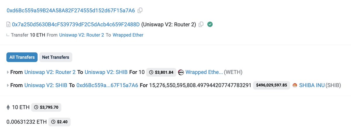 lookonchain's tweet photo. A $SHIB SmartMoney deposited 200B $SHIB($6.5M) to #Gemini and #Cryptocom to take profits.

This SmartMoney spent only 10 $ETH($3,793) to buy 15.27T $SHIB($496M currently) in 2020.

He currently holds 2.6T $SHIB($84.4M) and the total profit is ~$127M!

https://t.co/BWxcnWuwFR https://t.co/0n0J3M20aV