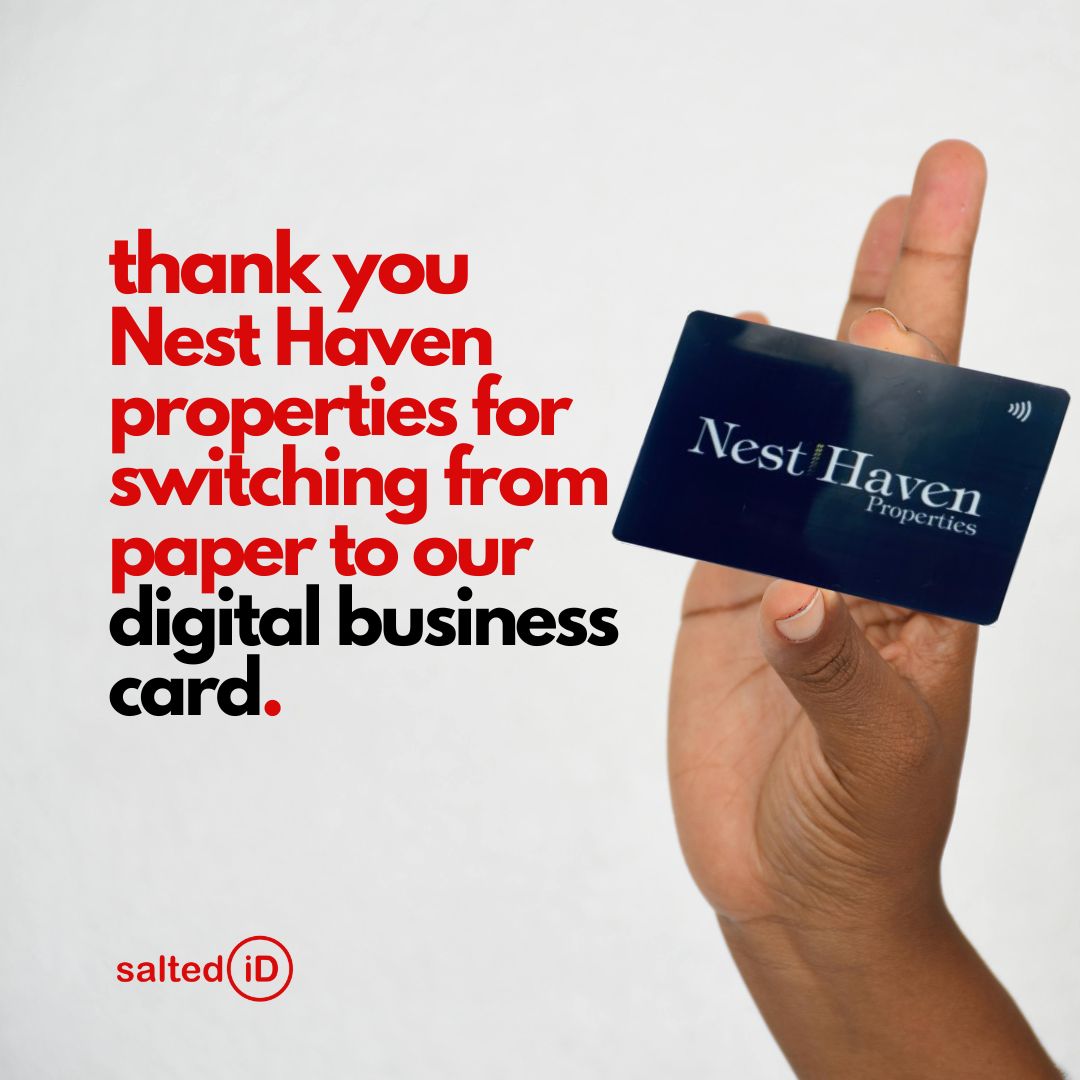 saltediD's tweet photo. Thank you @nesthaven for choosing our digital business card services. We're excited to enhance your professional presence.  

#digitalbusinesscard #saltedid #nesthaven #PaperlessNetworking #PaperlessNetworking #BBMzansi📷 #AskAMan #JusticeForAKA #LeratoModise https://t.co/U9OnpL8FZ1