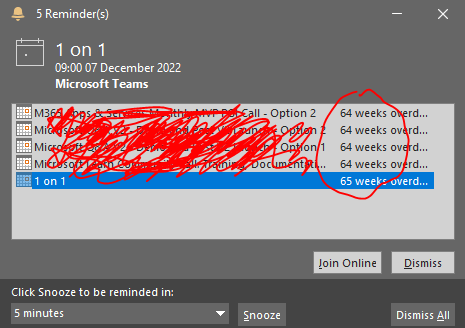 Thanks, outlook, for these totally useful reminders
