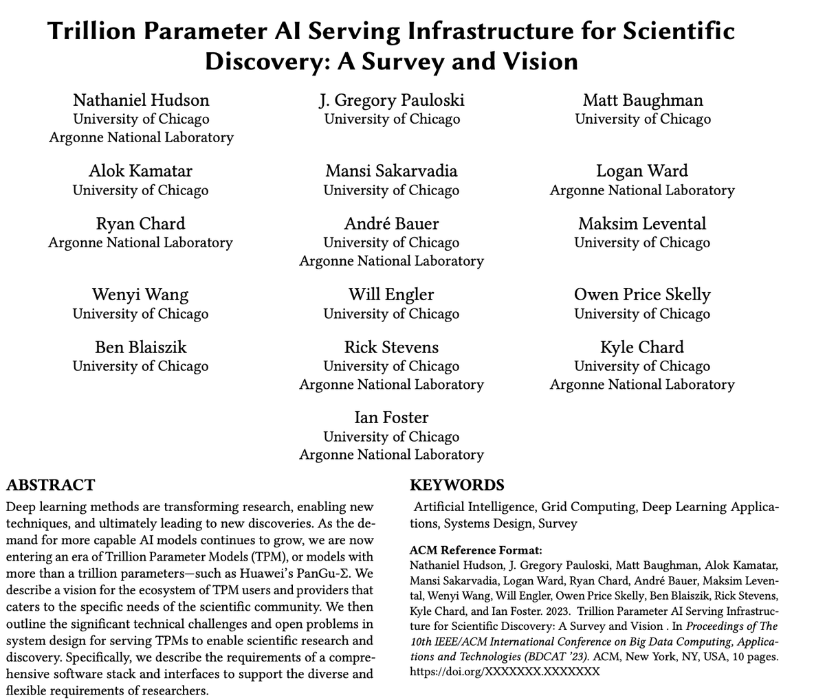 ✨Trillion Parameter Models in Science✨
We present an initial vision for a shared ecosystem to take the next step in large language models for scientific research – Trillion Parameter Models (TPMs). #LLM are becoming more powerful by the day. But, there is still work done to