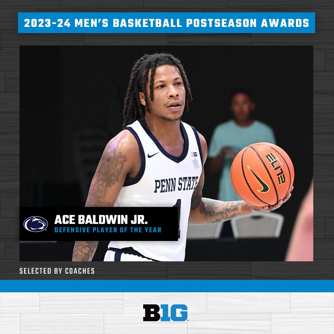 𝘾𝙤𝙣𝙜𝙧𝙖𝙩𝙪𝙡𝙖𝙩𝙞𝙤𝙣𝙨 to @PennStateMBB's Ace Baldwin Jr. - the #B1GMBBall Defensive Player of the Year!