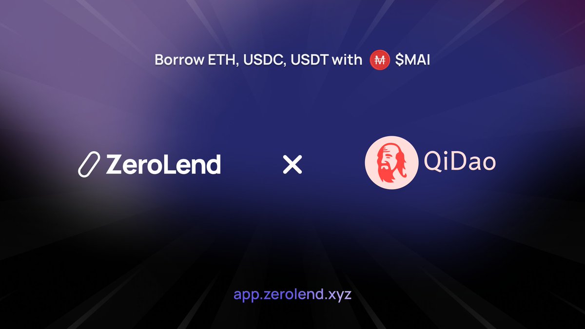 ZeroLend × QiDao ( <a href="/QiDaoProtocol/">QiDao</a> )

We now accept $MAI as collateral in our <a href="/LineaBuild/">Linea.eth</a> lending market.

Borrow crypto assets with $MAI: app.zerolend.xyz/reserve-overvi…