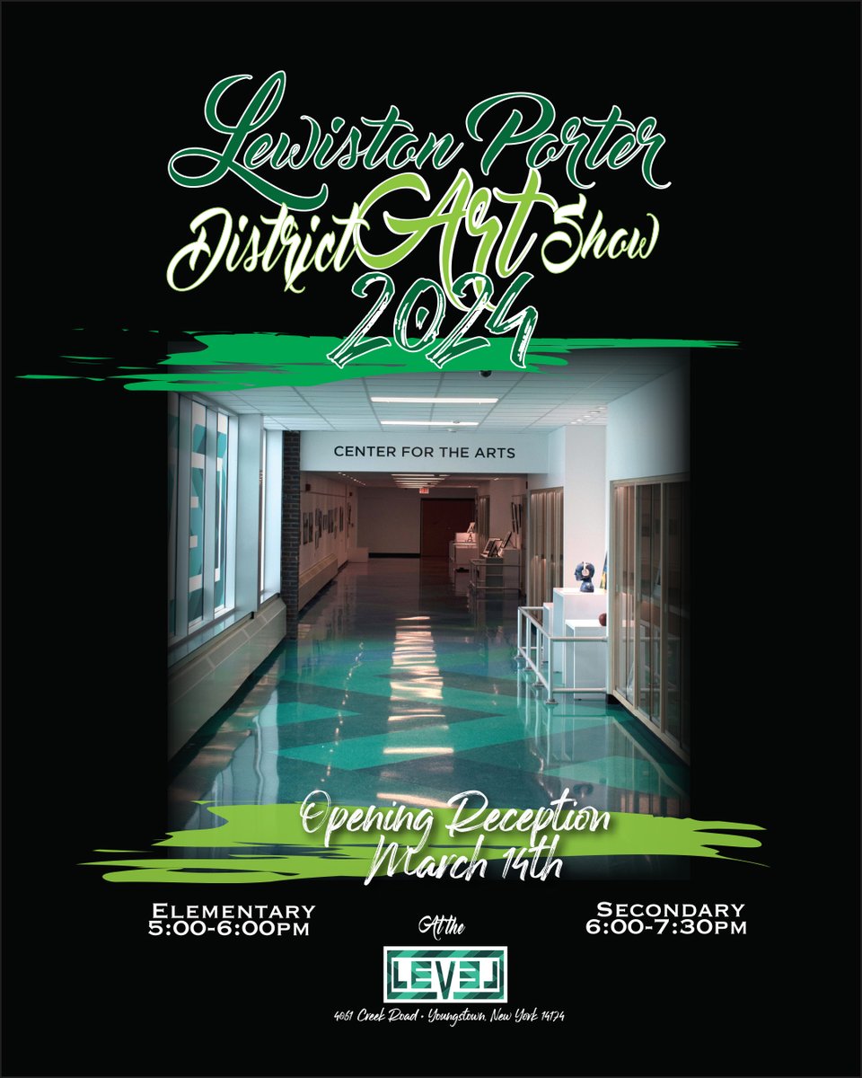 Please join us for the opening reception on Thursday, March 14th and see how our students have grown through art.  Elementary Reception 5-6pm. Secondary 6-7:30 with awards and National Art Honor Society induction at 6:30. <a href="/LewPortCSD/">Lewiston-Porter CSD</a> <a href="/LewPortArt/">Lew-Port Art Department</a>
