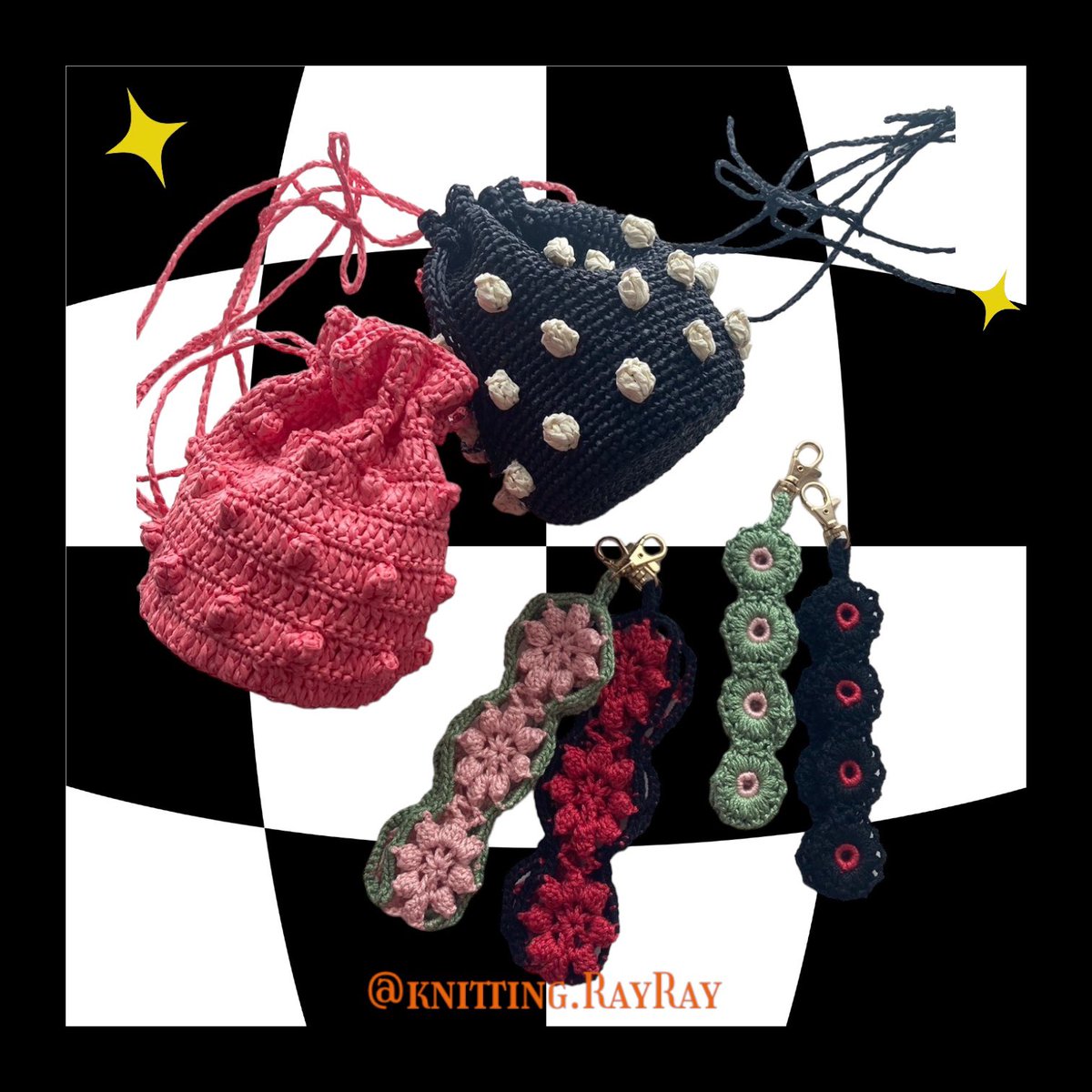 Knitting_RayRay's tweet photo. スマホホルダー&amp;ポコポコの巾着！
これからの季節にぴったりです^ ^

京都新聞文化センターでは、4月から6月の講座で編みます。
ミンネ、ベイスにてキット販売中です。

#編み物
#かぎ針 
#かぎ針編み 
#キット販売
#ミンネ販売 
#レイレイ 
#knittingrayray https://t.co/YLRThwPwlN