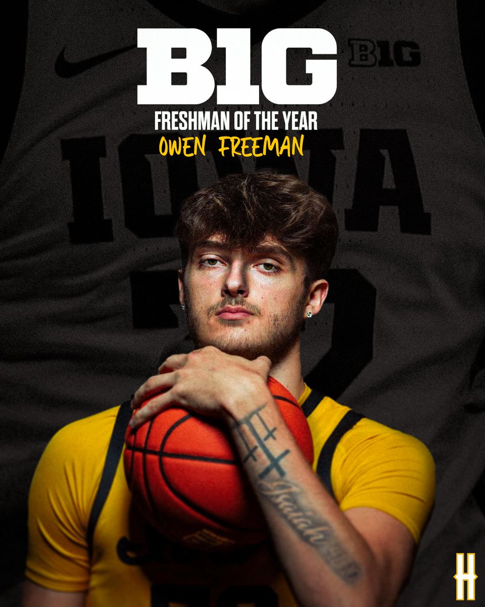 HawkeyeReport's tweet image. Owen Freeman Big Ten Freshman of the Year.