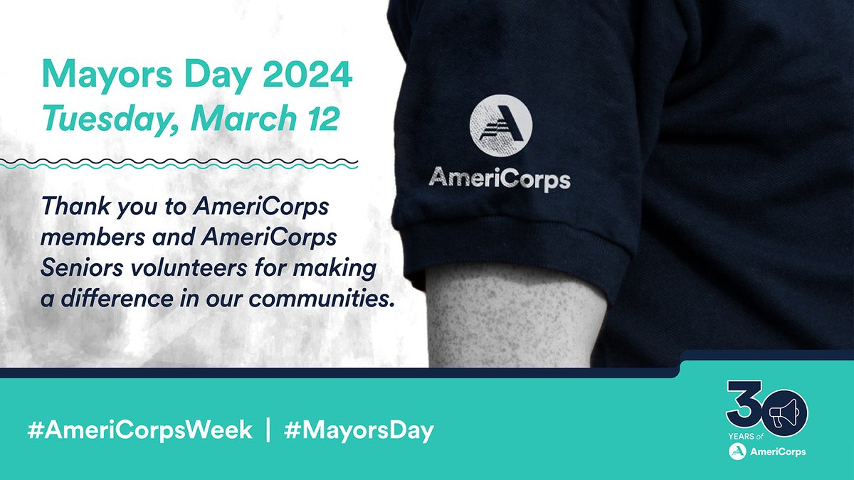 Today, we continue to celebrate #AmeriCorpsWeek by proudly joining mayors across the country to recognize the #AmeriCorps members and @AmeriCorpsSr volunteers who chose to make a difference in our communities every day! Hear from our mayors below in this #MayorsDay thread. ⬇️