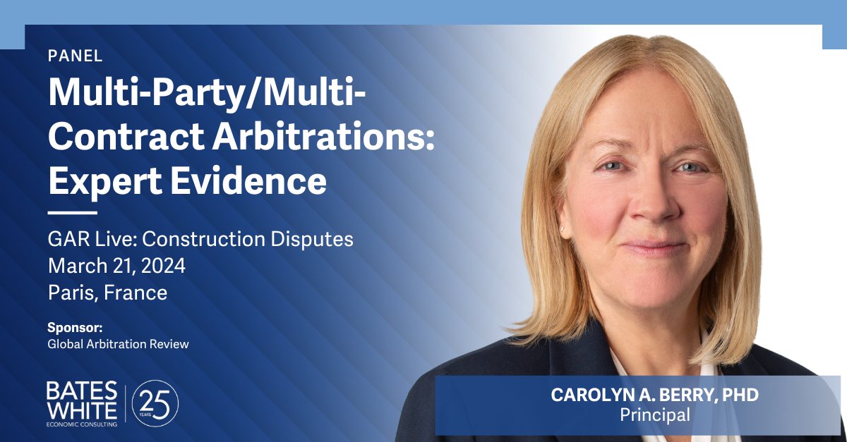 On March 21, Principal Carolyn Berry will speak on the panel, “Multi-Party/Multi-Contract Arbitrations—Expert Evidence” at @GARalerts' GAR Live: Construction Disputes conference. Learn more and register: ow.ly/Y5B550QM3fK #internationalarbitration