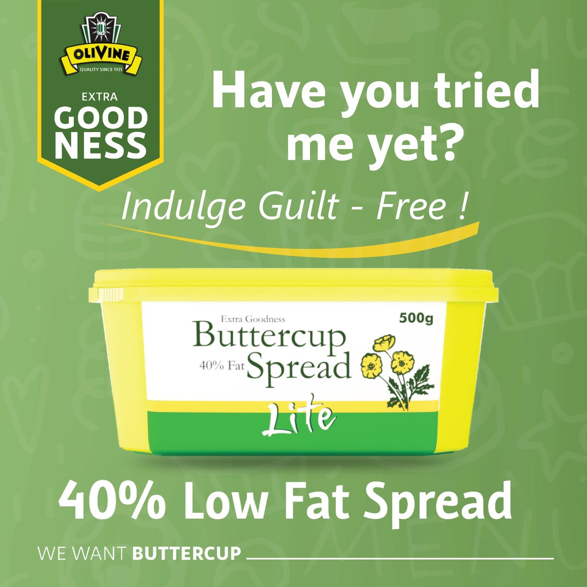 OlivineZW's tweet photo. Have you tried ButterCup lite yet?
#wewantbuttercup #buttercupmargarine #Zimbabwe https://t.co/bcrC4TnwkO
