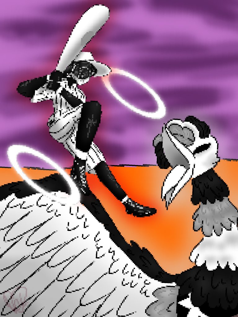 SilentLabyr1nth's tweet photo. Oh how the rainbow bird... just wanted to make the people happy again... too bad batter wally is on a mission (: 

#WelcomeHome #offhome #off #mortisghost #batterwally #japhetpoppy #art https://t.co/sMT3LQd8gb