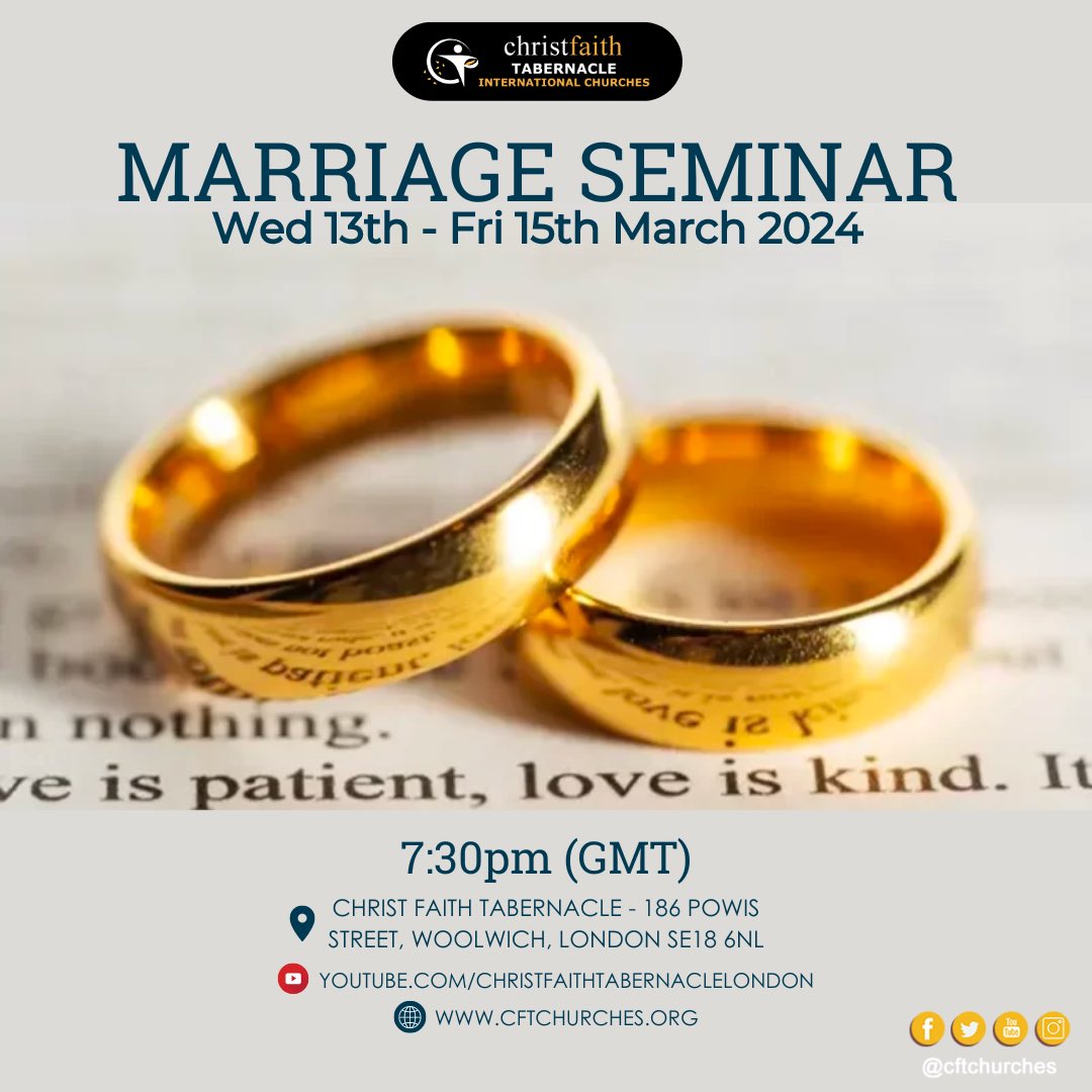cftchurches's tweet photo. #cftchurches #ApostleATBWilliams #christfaithtabernacle #marriageseminar #Godlymarriage #Marriageclinic #ChristianMarriage #christianmarriagetips https://t.co/404TAvmQpo