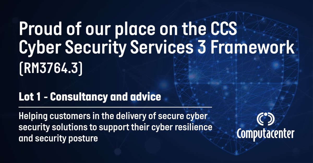 Computacenter named as a supplier on Crown Commercial Service’s (CCS) RM 3764.3 Cyber Security Services 3 Framework. Our dedicated team can support your business goals through consultancy and advice. Learn more here bit.ly/3STysNm #EnablingSuccess