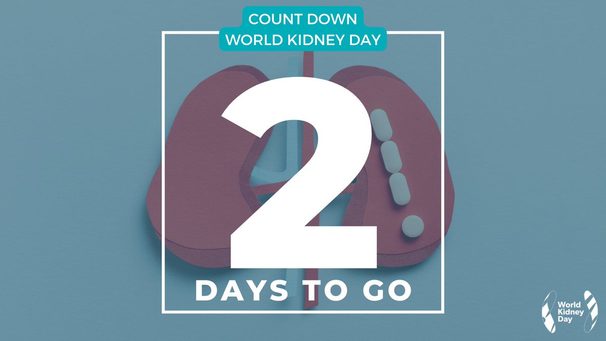 worldkidneyday's tweet photo. #WorldKidneyDay is in two days!! Are you ready? Are you looking for last minute inspiration? Use our 2024 Campaign image to advertise your #activity! 

🔗 https://t.co/HGKboD4iR1

#RaiseAwareness #OnlineActivity #KidneyHealth #Celebration #Health #GlobalIssue #KidneyDisease https://t.co/aqzv60wfJp