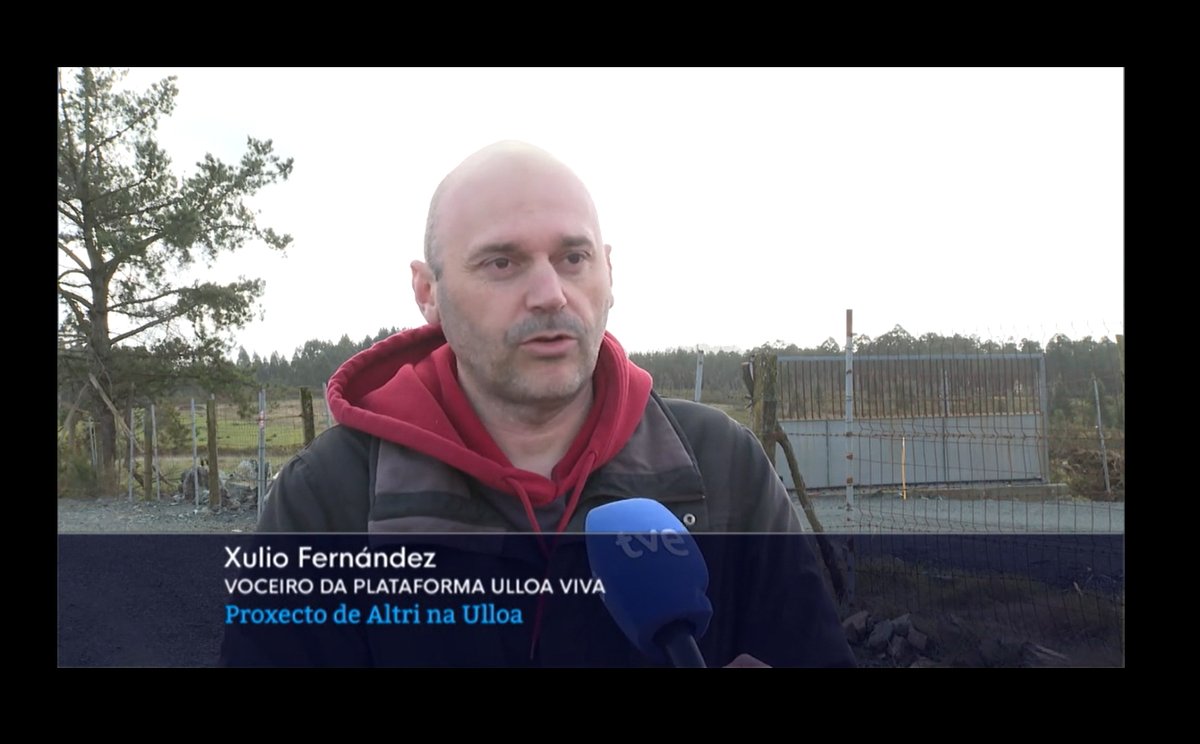 #Altri Xulio Fernández, voceiro <a href="/UlloaViva/">Plataforma Ulloa Viva</a> , declara no 5:23: "un monstro que vén para desprazar ás persoas, para cambiar o modelo territorial das plantas que hai no noso país facendo un monocultivo de eucalipto e a contaminarnos o aire, a auga e a terra!"
rtve.es/play/videos/te…