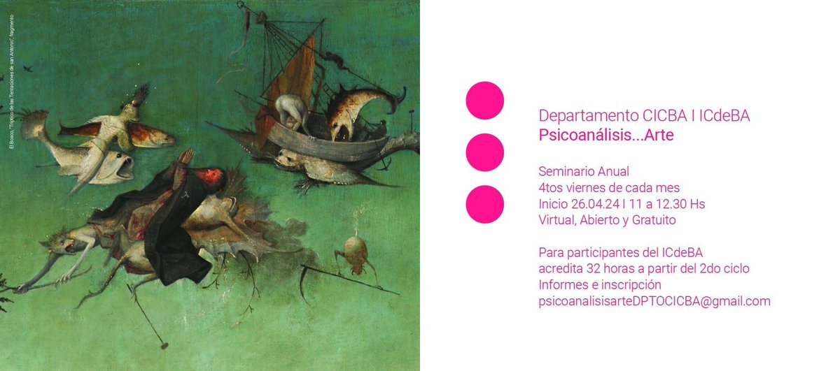 Departamento CICBA l ICdeBa
Seminario Anual
Inicio 26.04
Abierto y Gratuito
Informes e inscripción psicoanalisisarteDPTOCICBA@gmail.com

<a href="/ICdeBArg/">ICdeBA</a> <a href="/EOLacaniana/">EOL</a>