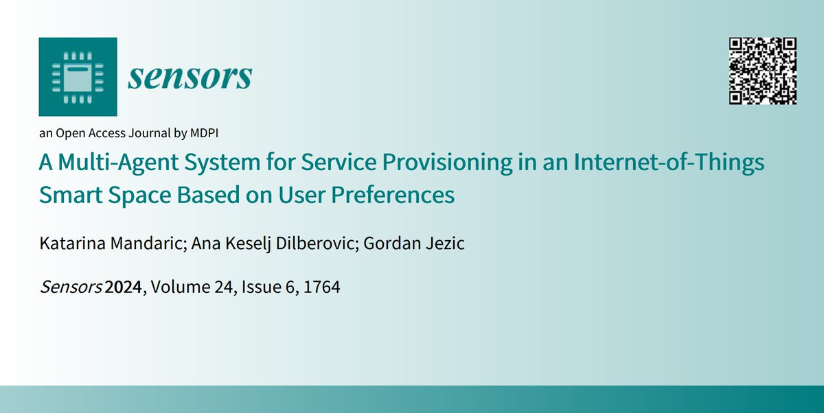 New publication 📯

The paper "A Multi-Agent System for Service Provisioning in an Internet-of-Things Smart Space Based on User Preferences​" was published in the open access journal <a href="/Sensors_MDPI/">Sensors MDPI</a>! 

Find out more on the IoT4us project website: iot4us.fer.hr/iot4us/en/news…