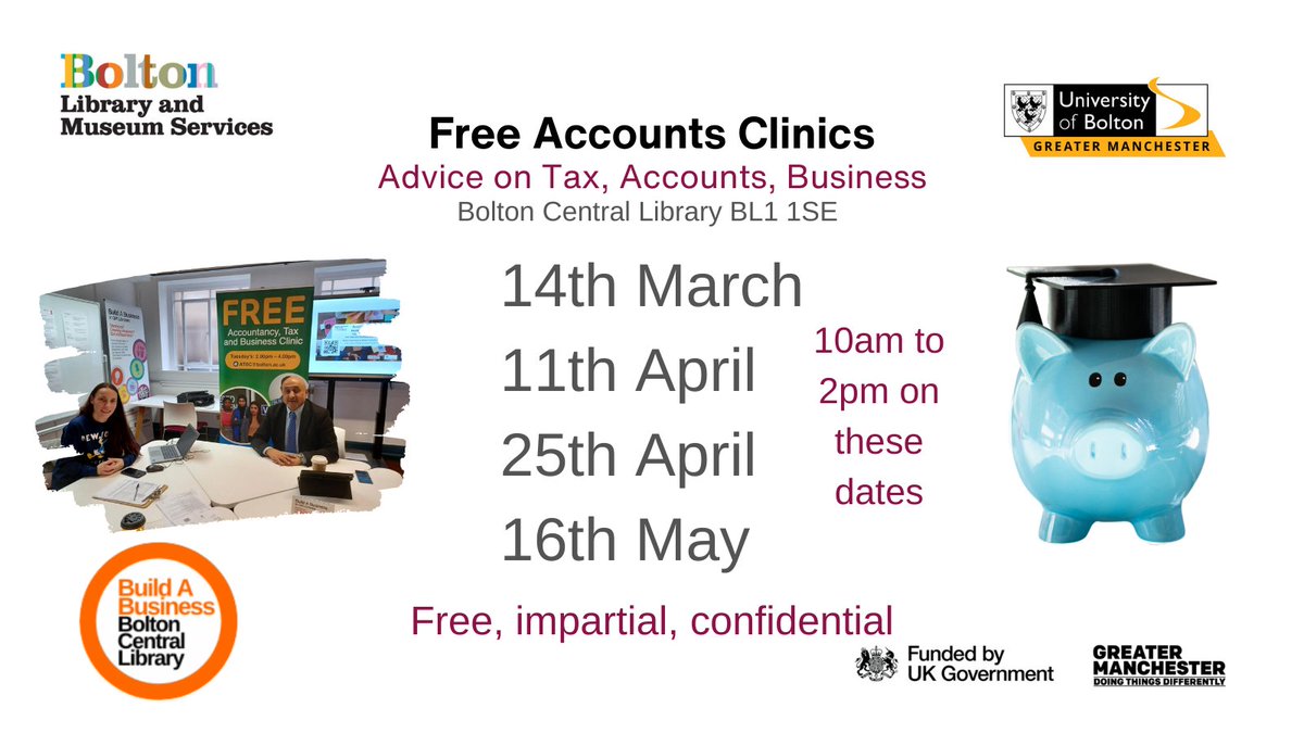 Get FREE, professional, impartial accounts advice. 10am - 2pm this Thursday. If you're in business or not, we can help. No need to book, just drop in.