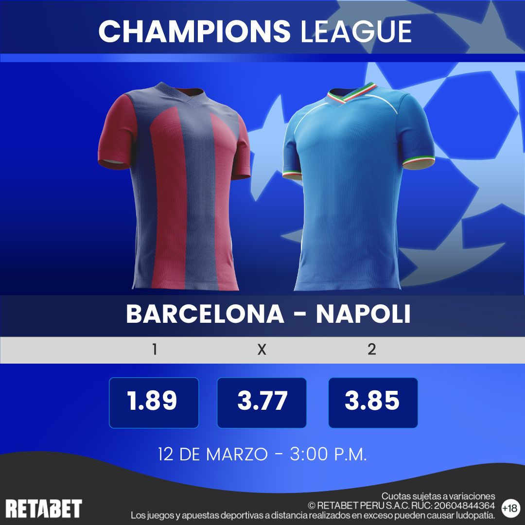 RETAbet_pe's tweet photo. ¿El futuro de Xavi en #FCBarcelona dependerá de este resultado en #ChampionsLeague ?

Barcelona es 3º en #LaLiga 🇪🇸, mientras que Napoli es 7º en la #SerieA de 🇮🇹 

📅 12 de marzo
⏰ 3:00 p.m.
📌 Octavos Champions League https://t.co/6D7FGVfEa0