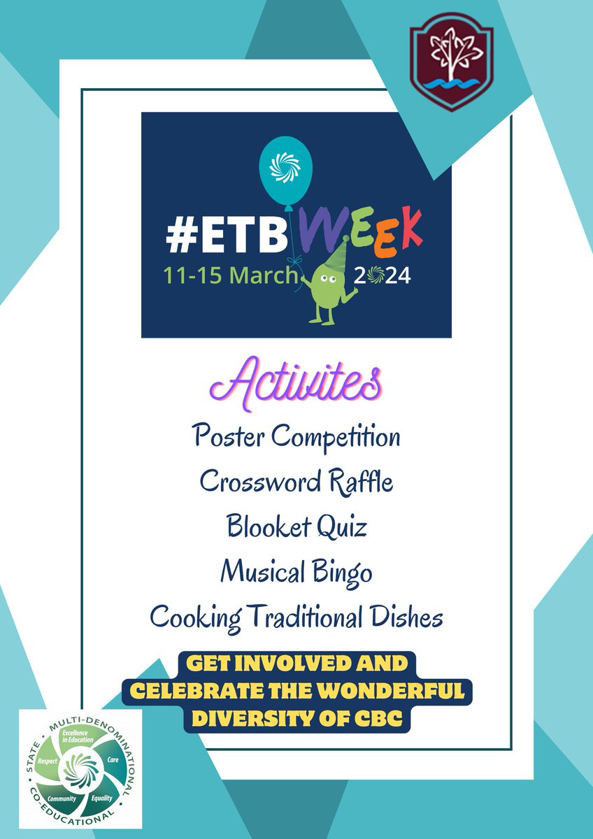 MsJCoyne's tweet photo. Alongside Seachtain na Gaeilge this week we are celebrating the diversity and community in CBC. Lots of activities and prizes up for grabs this week! @ClaregalwayColl #ETBWeek2024 https://t.co/kmYU28ccVy