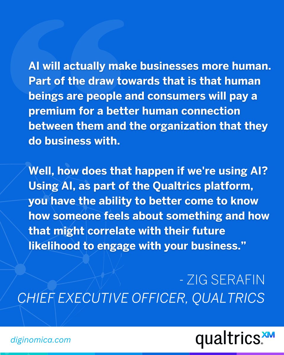 How can we use AI to enhance the relationship between a buyer and seller? Qualtrics CEO @Zserafin sat down with @diginomica to answer questions about how AI will inevitably change how consumers engage with organizations. Read the article here: bit.ly/43fWfM5