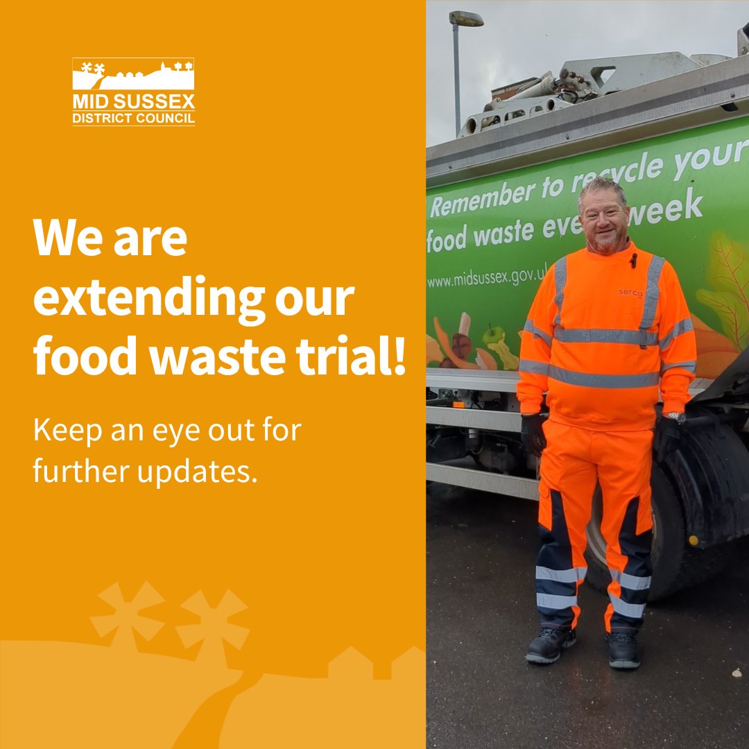 We are thrilled to announce the extension of our successful food waste collection trial. Read the full release here: midsussex.gov.uk/about-us/press…