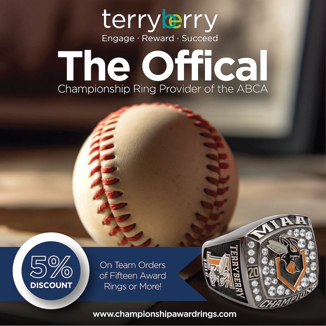 Discover the art of excellence with Terryberry – where craftsmanship meets victory. Official Championship Ring Provider of the ABCA. Visit championshipawardrings.com to learn more.