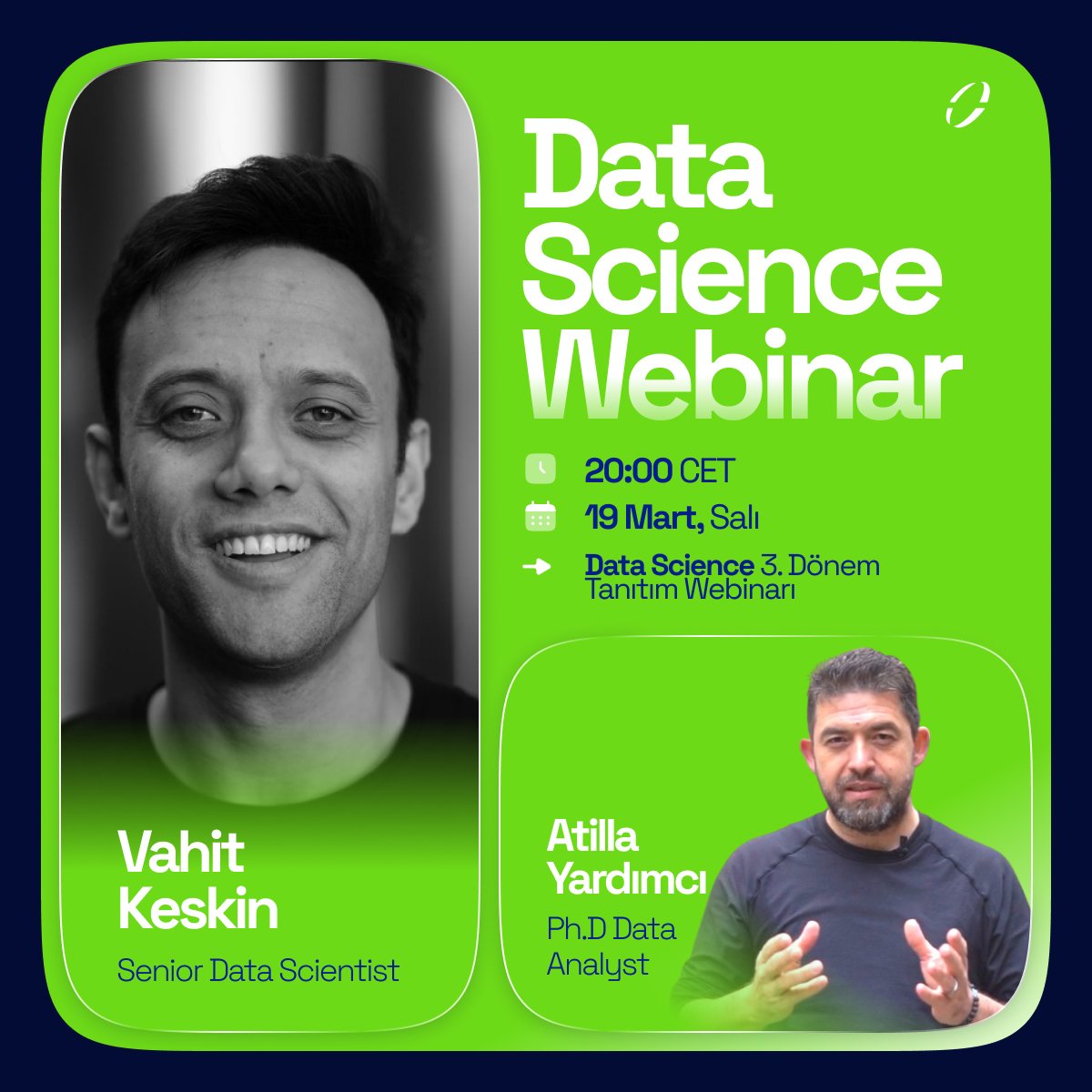 📊  Veri bilimi ve veri analizi alanında kendinizi geliştirmek ve yeni bir kariyer yoluna adım atmak için harika bir fırsat sizi bekliyor. 

Sizleri, 2024 Yılı 3. Dönem Data Science Kursu Tanıtım Web Semineri'ne davet ediyoruz! 

Doğrudan Katılım Linki:

bit.ly/4a43Pvm