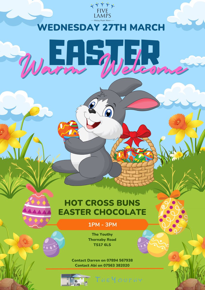 Five Lamps (@five_lamps) on Twitter photo We are very excited for this!
Some Easter fun is ahead
<a href="/Well_Champs/">Stockton-on-Tees Community Wellbeing Champions</a> We are very excited for this!
Some Easter fun is ahead
<a href="/Well_Champs/">Stockton-on-Tees Community Wellbeing Champions</a>