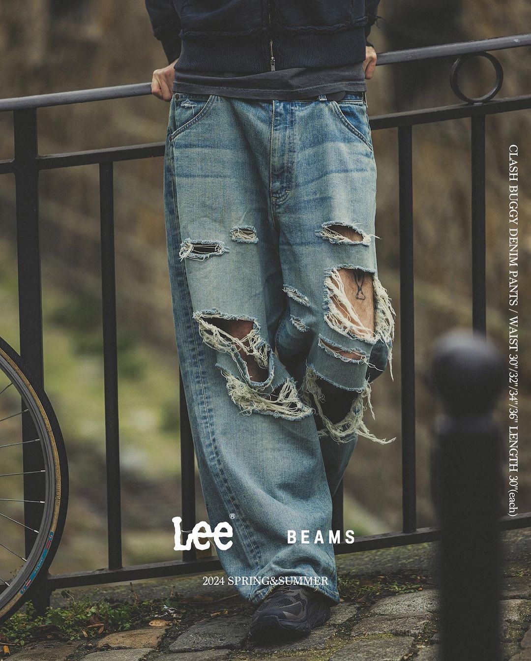 Lee × BEAMS / 別注 クラッシュ バギー デニムパンツ　32 Lee × BEAMS / 別注 クラッシュ バギー デニムパンツが2024年 3