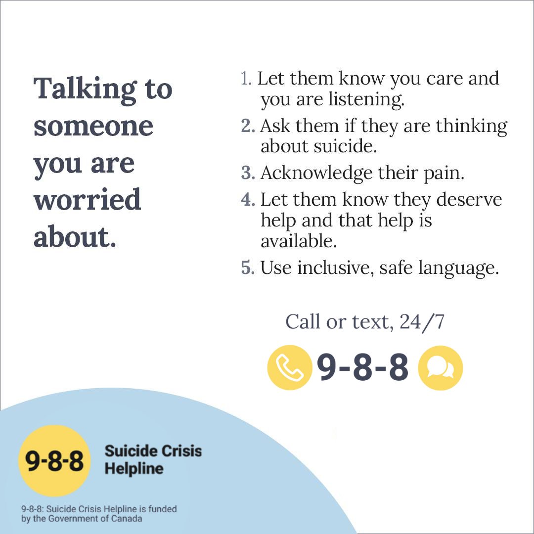 If you think someone is at risk of suicide, don’t be afraid to ask. They may well be relieved you brought it up. Find out how to ask someone if they need help: 988.ca/get-help/talk-…