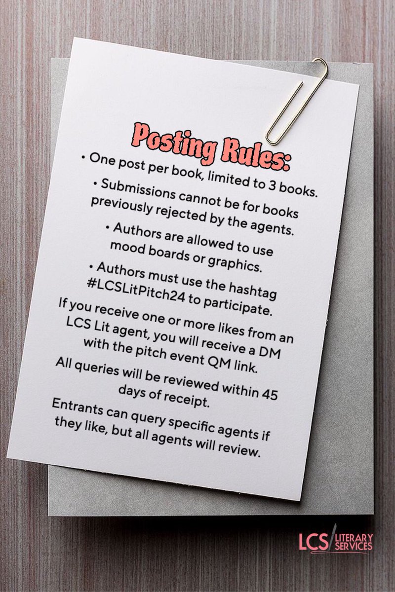 📣ANNOUNCEMENT: Starting APRIL 9! 8AM-8PM ET! #LCSLit Pitch Event! #Fiction Only! All sub genres of Adult &amp; Children’s Fiction. 🚨Contest will ONLY take place HERE, on X. More info to come! Submit your materials! Follow <a href="/LCSLiterary/">LCSLiteraryServices</a> on IG for updates.