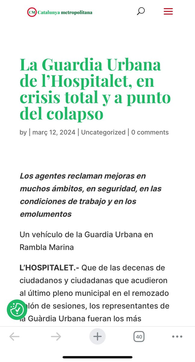 Resumen de la situación de #GULH. Además deben dinero a la plantilla desde el 2019, seguimos sin convenio desde hace 8 años, la fuga de agentes a otros cuerpos aumenta, las jubilaciones avanzan y el número se efectivos retrocede. Y el <a href="/PSCLH/">PSC L'Hospitalet /❤</a> mira hacia otro lado <a href="/nuriamarinlh/">Núria Marín/❤️</a>