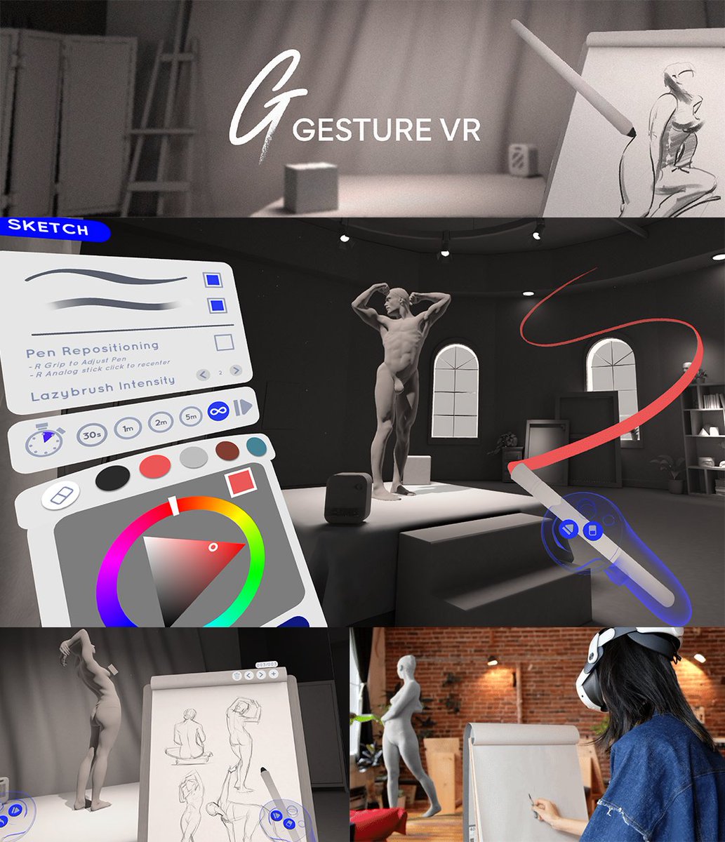 Gesture VR is launching on the Quest store next week on March21st! Practice life drawing anytime, anywhere. Please help us spread the word!✏️🗿 🩶