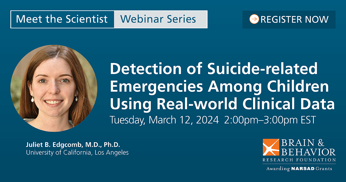 Join us today at 2PM EDT for our next #mentalhealth webinar. Today's webinar will focus on #suicide #prevention. Follow the link to learn more and register: ow.ly/mJGl50QGMIJ @UCLA @UCLAHealth #BBRFWebinar