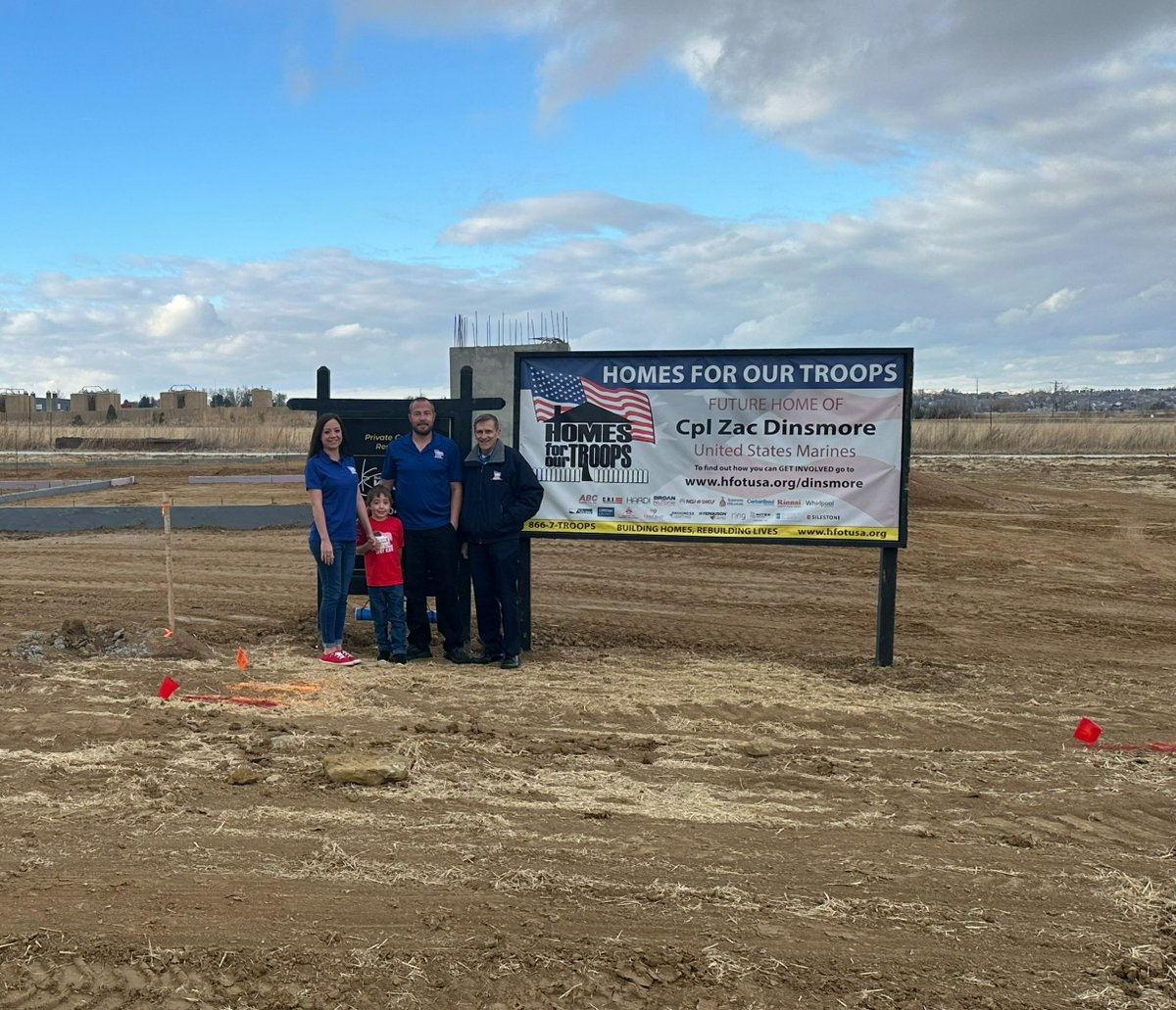 This past weekend, Homes For Our Troops kicked off the build of a specially adapted custom home for Marine Cpl Zac Dinsmore and his family in Mead, CO. Learn more about Zac and support his build at hfotusa.org/building-homes…