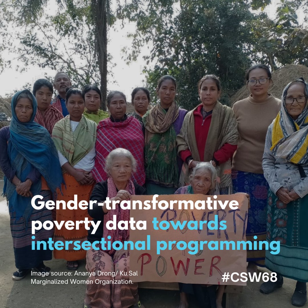 Current measurements of poverty fail to account for gendered and multidimensional impacts. Gender-transformative poverty data, measured at the individual-level, is necessary to drive action and deliver on the promise of the #BeijingAgenda on #GenderedPoverty data. #CSW68