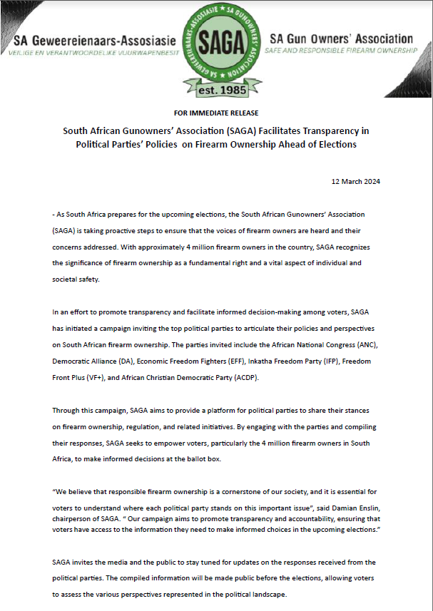 SA Gunowners Association tweet media
