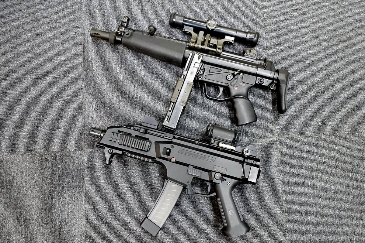 「ついでにいろんなSMGとの比較もみんな大好きMP5は意外と大柄APC9は同じくら」|天王寺キツネ　手を洗うおかっぱ好き漫画家のイラスト