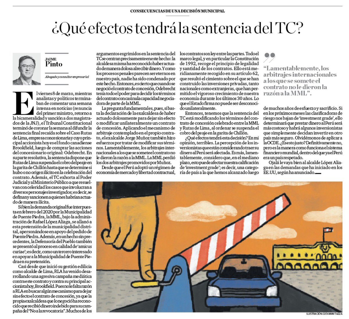 jpintota's tweet photo. Exagero cuando digo que sentencia del TC será terrible para la inversion en el 🇵🇪? Mi artículo publicado hoy en EC! https://t.co/6R9iJtWUug