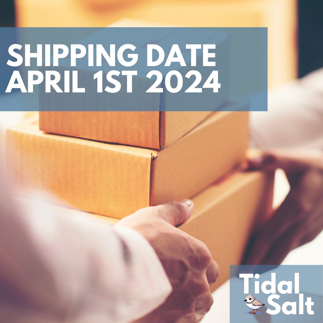 🌊 Big Wave Alert! Gearing up for a major shipment day on April 1st. Place your orders now to join the journey! While we aim to include as many as possible, we can't guarantee all will ship on the 1st. Don't miss out! See you soon, Canada Post! #TidalSalt #tastethetides