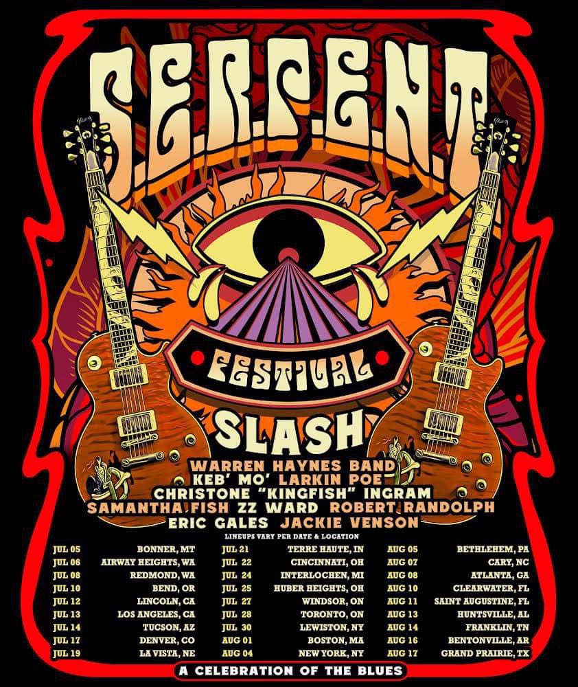 ¡ Festival SERPENT Slash! Tocando junto a otros All Stars del blues, prepárate para sumergirte profundamente en el alma del blues La preventa de boletos comienza el miércoles 13 de marzo y los boletos salen a la venta el viernes 15 de marzo.
#SerpentFestival #slash