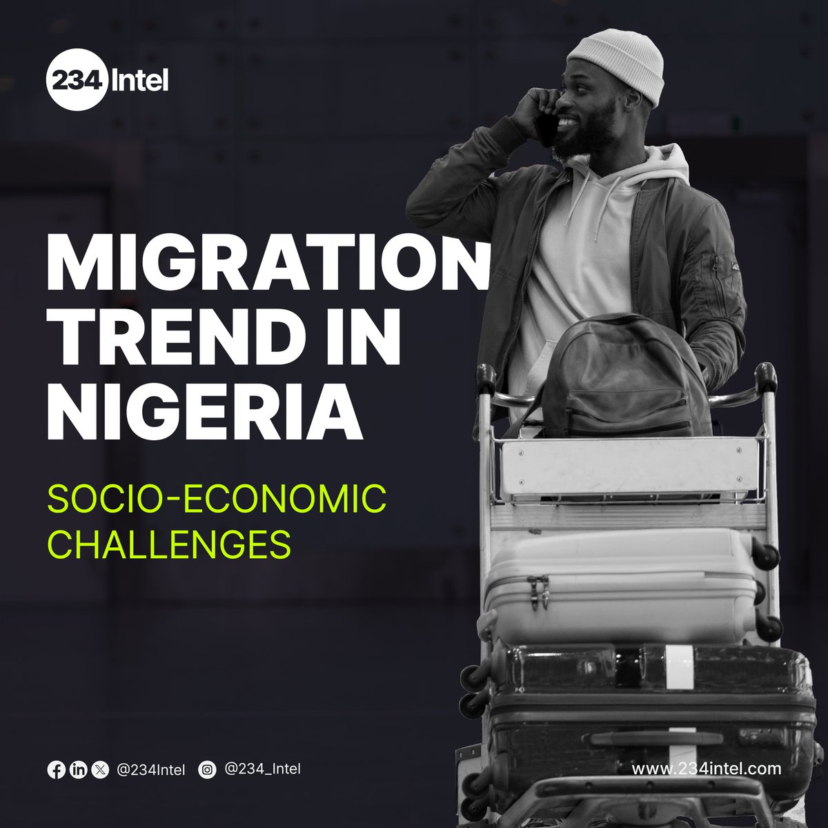 234Intel's tweet photo. Anticipate a deep dive into the "Japa" phenomenon – uncovering the stories and factors driving Nigerians to seek new horizons.  Join the conversation.🌍✈️ #JapaTrend #Nigeria #SocioEconomicChallenges #234IntelReport

 💬📊 #MigrationTrends #NigerianDiaspora #234Intel https://t.co/xdJU5wncCk