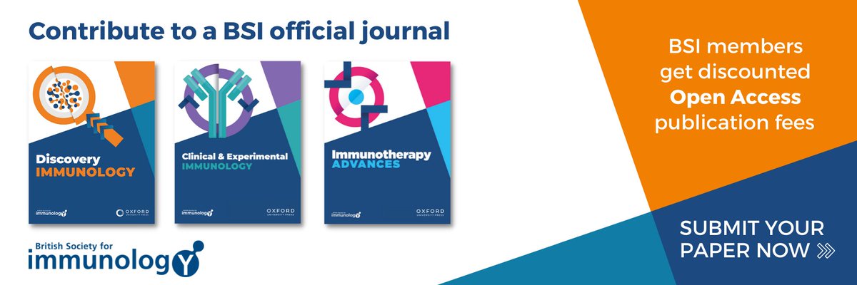 The @britsocimm family of journals covers the spectrum of #immunology research:

⭐ @CEIjournal – the journal of translational immunology
⭐ @IMTadvances – spanning the translational pipeline for immunotherapy
⭐ @discovimmunol – new discoveries in cellular & molecular immunology