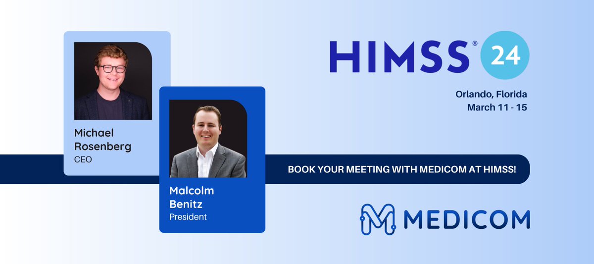 We're thrilled to be at #HIMSS24 in Orlando! Our team is ready to dive deep into discussions on #HealthcareInnovation and share insights on shaping tomorrow's healthcare landscape.

There's still time to book your meeting with Medicom: shorturl.at/ervC1

<a href="/HIMSS/">HIMSS</a> #HIMSS2024