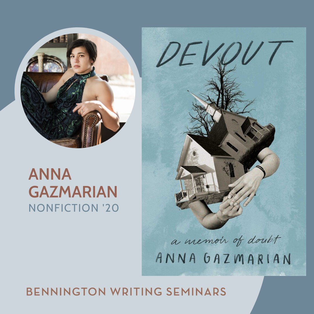 Happy Publication Day to @anna_gazmarian, MFA '20 (Nonfiction)! Her memoir, DEVOUT: A MEMOIR OF DOUBT, is out today from @simonschuster! 🎉 bookshop.org/p/books/devout…