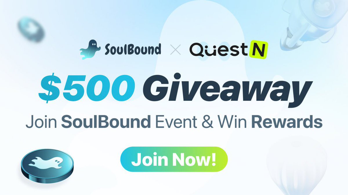 🌟Join us for another exclusive SoulBound x QuestN event and stand a chance to win a 500$ in rewards!🔥#airdrop #BTC 🏠Event link:app.questn.com/quest/87937883… 🗓 Event Time: March 11, 10AM - March 19, 10AM (UTC) 💰 Prize Pool: 500 USDT for 50 Lucky Participants 📜 Rules:…