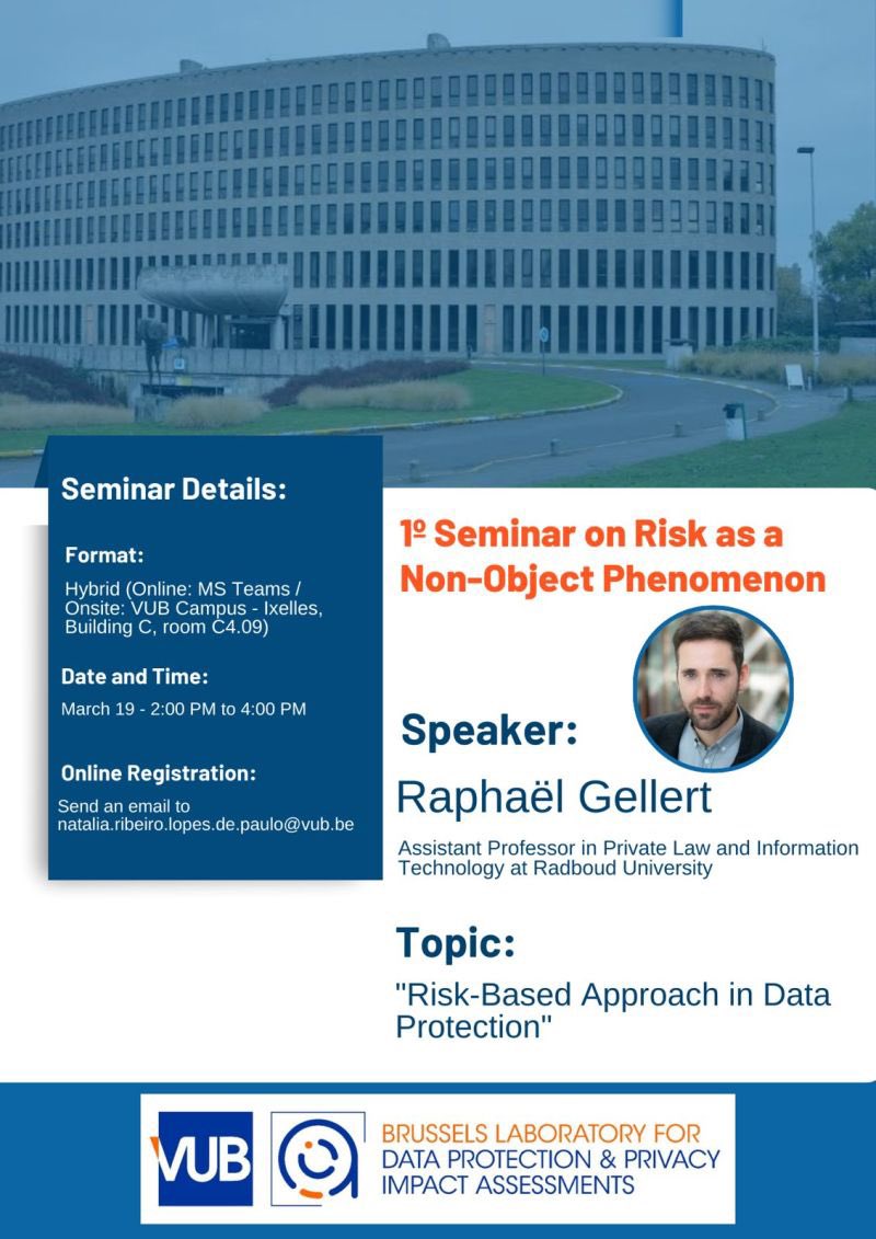 Join us online or in-person for the first seminar, from d.pia.lab in a new series entitled "Non-objective risk to a right". Taking place on the 19th March at 2pm (CET) and conducted by Raphaël Gellert dpialab.research.vub.be/non-objective-… <a href="/LSTSblog/">LSTSblog</a>