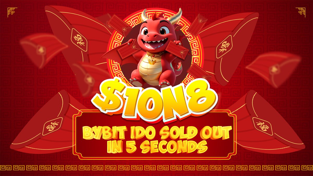 10n8BRC20's tweet photo. $1ON8 IDO ON @Bybit_Web3 SOLD OUT IN JUST 5 SECONDS!

Don't worry if you missed it - get you tokens, before CEX listing.

Bybit Web3 wallet:
https://t.co/dqkJDznk1c

Unisat marketplace:
https://t.co/QePxVjoadI

Let the Dragon be with you 🐉 https://t.co/mOB5QIDbBu