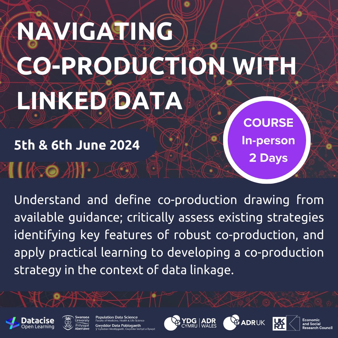 New course: '𝐍𝐚𝐯𝐢𝐠𝐚𝐭𝐢𝐧𝐠 𝐜𝐨-𝐩𝐫𝐨𝐝𝐮𝐜𝐭𝐢𝐨𝐧 𝐰𝐢𝐭𝐡 𝐥𝐢𝐧𝐤𝐞𝐝 𝐝𝐚𝐭𝐚'. This course will enable learners to understand & define co-production principles & values within a data linkage context. Learn more & sign up here 👇 [thread] dataciseopenlearning.org/courses/naviga…